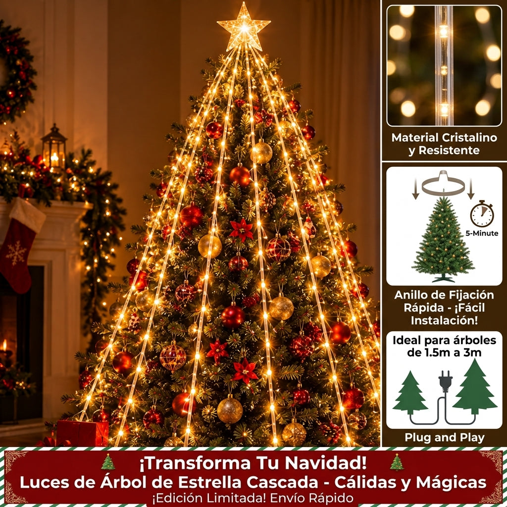 Luz Cascada Estrella ¡Enciende la Navidad!