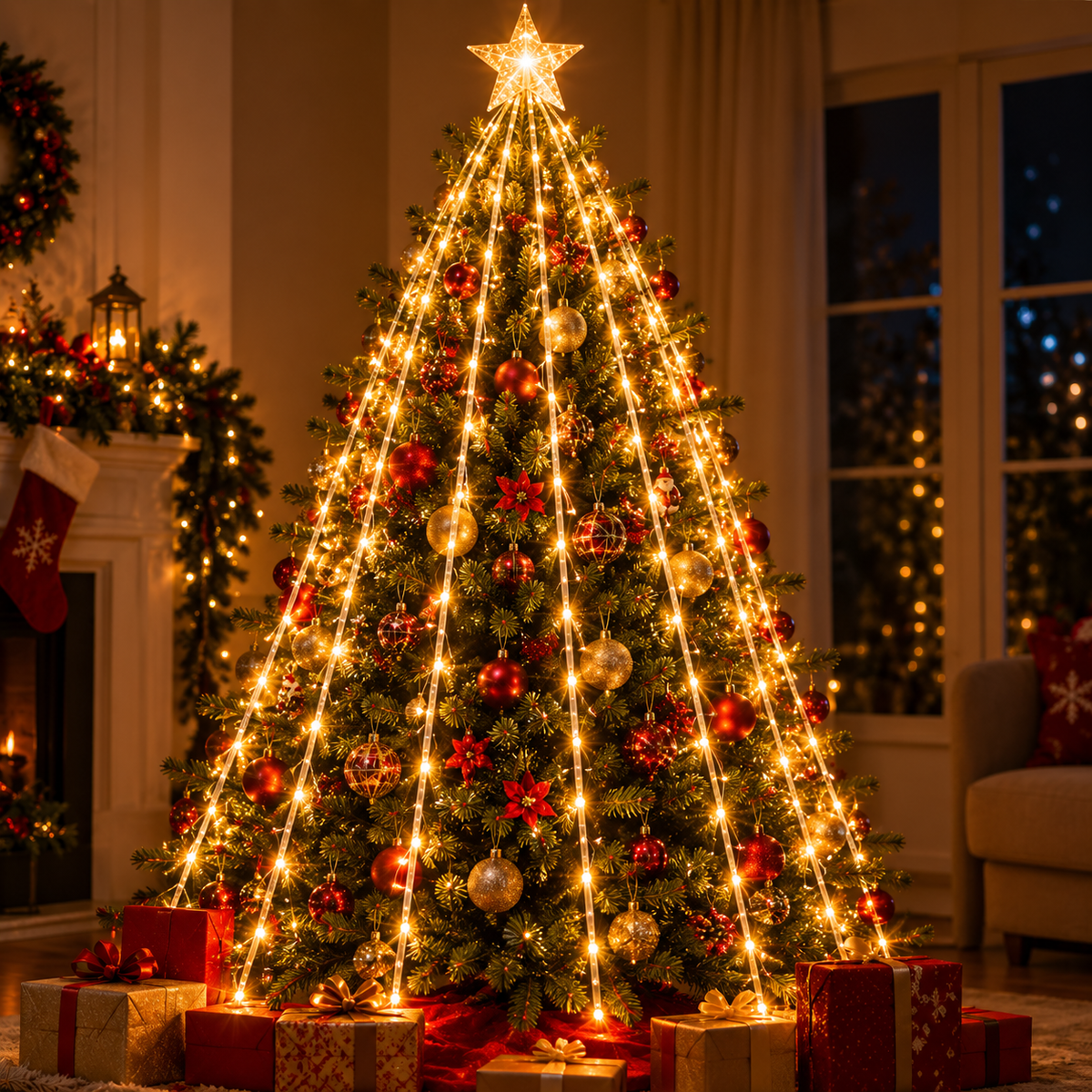 Luz Cascada Estrella ¡Enciende la Navidad!